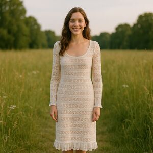 Likely Lidia White Cream Lace Long Sleeve Sheath Dress Size 14 NWT